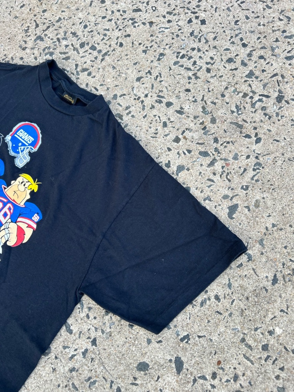 VTG RARE 1993 New York Giants NFL Flintstones Cartoon Black T shirt Men SZ XL - Picture 6 of 8